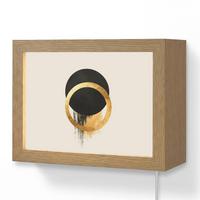 WANDLEUCHTE Abstraktes Design - Schwarzer Kreis - Farbflecken 20x15 cm - Creme, Holzwerkstoff (20/15/8cm) - OnlyWow