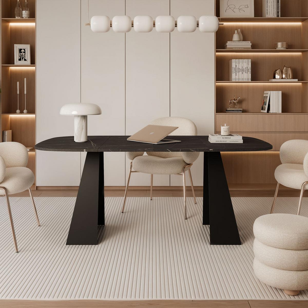 AUSZIEHTISCH ZELO 120/60/76 cm, Schwarz / Grigia Pietra (Steingrau) - Schwarz/Grau, Holzwerkstoff/Metall (60/120/76cm) - Idohome