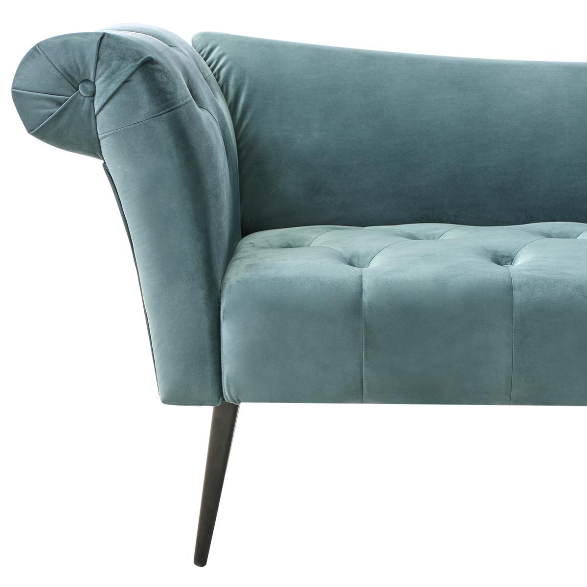 CHAISELONGUE Samtstoff Blaugrün Nantilly - Blau/Jadegrün, Textil (175/76/69cm) - Beliani