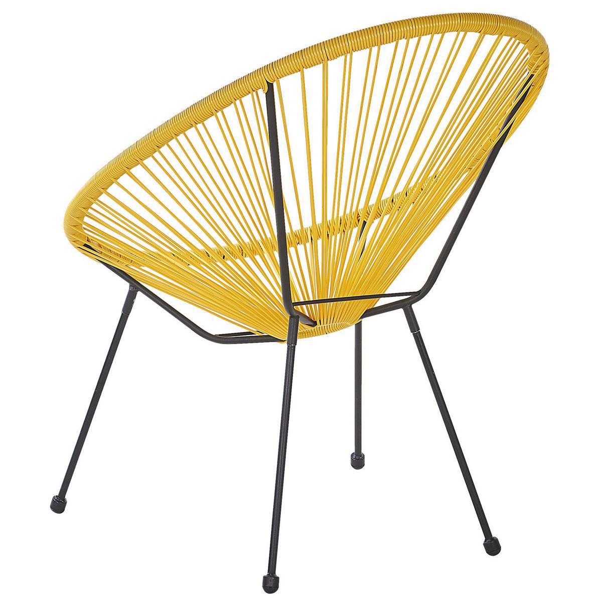 RATTANSTUHL Kunststoff gelb 70 cm Acapulco II - Gelb/Schwarz, Kunststoff (70/87/90cm) - Beliani