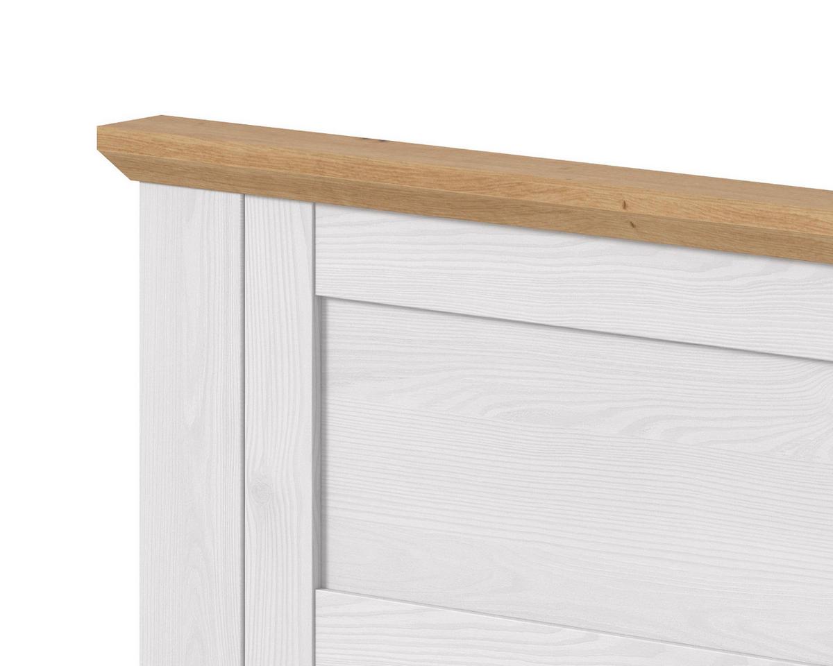 SCHLAFZIMMER weiß Lärche, Eiche Artisan Landhaus Set mit Bett 180 x 200 cm, 2x Nachttisch - Eichefarben/Silberfarben, Holzwerkstoff/Kunststoff (180/200cm) - Inn.Furn