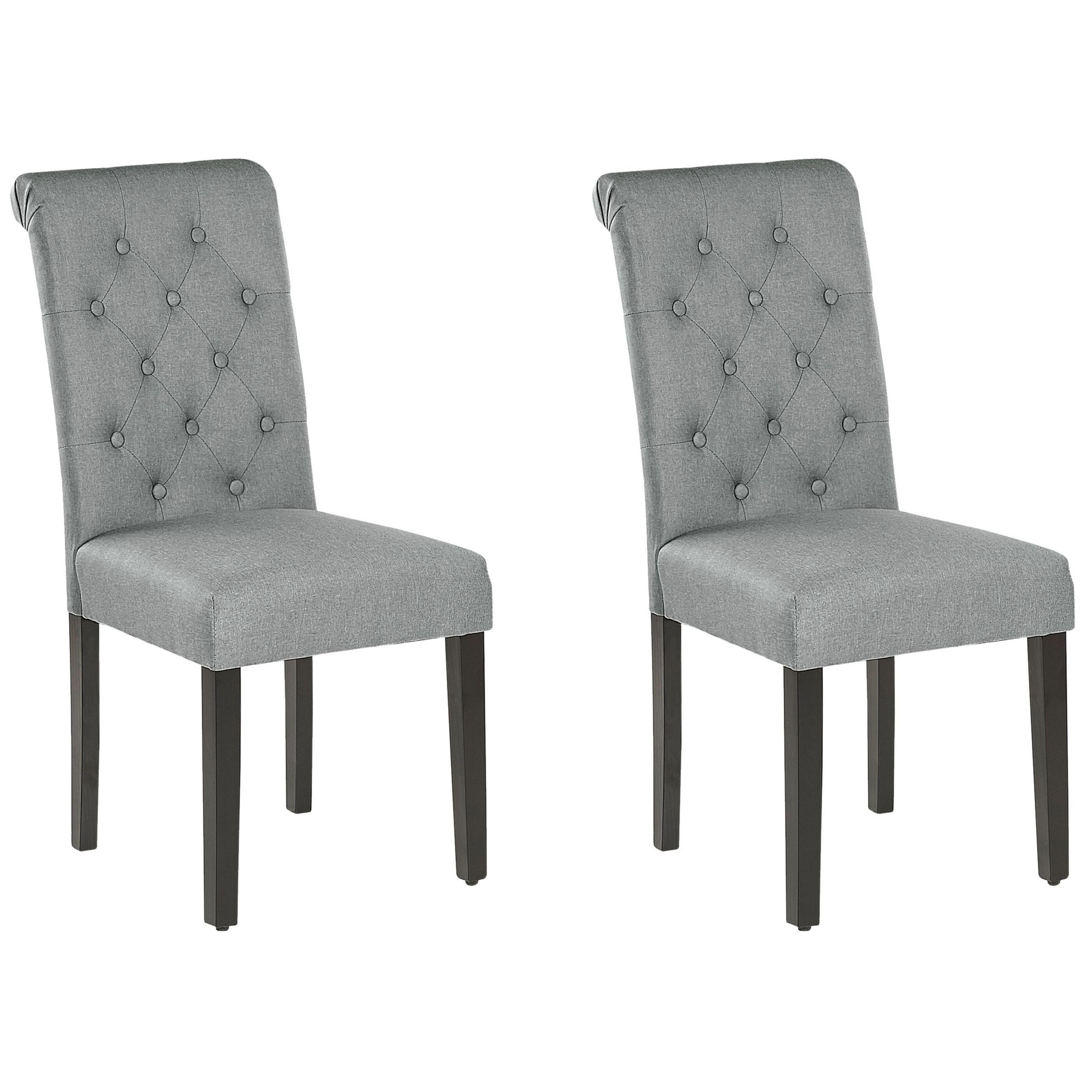 ESSZIMMERSTUHL 2er-Set Polsterbezug Grau Velva - Grau, Holz/Textil (46/98/48cm) - Beliani