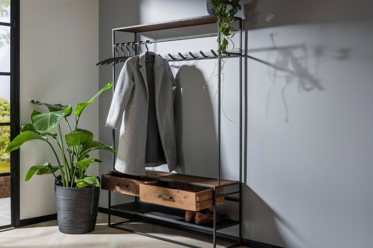 GARDEROBE TENBY Schwarz Metall - Schwarz, Metall (120/180/35cm) - KAWOLA