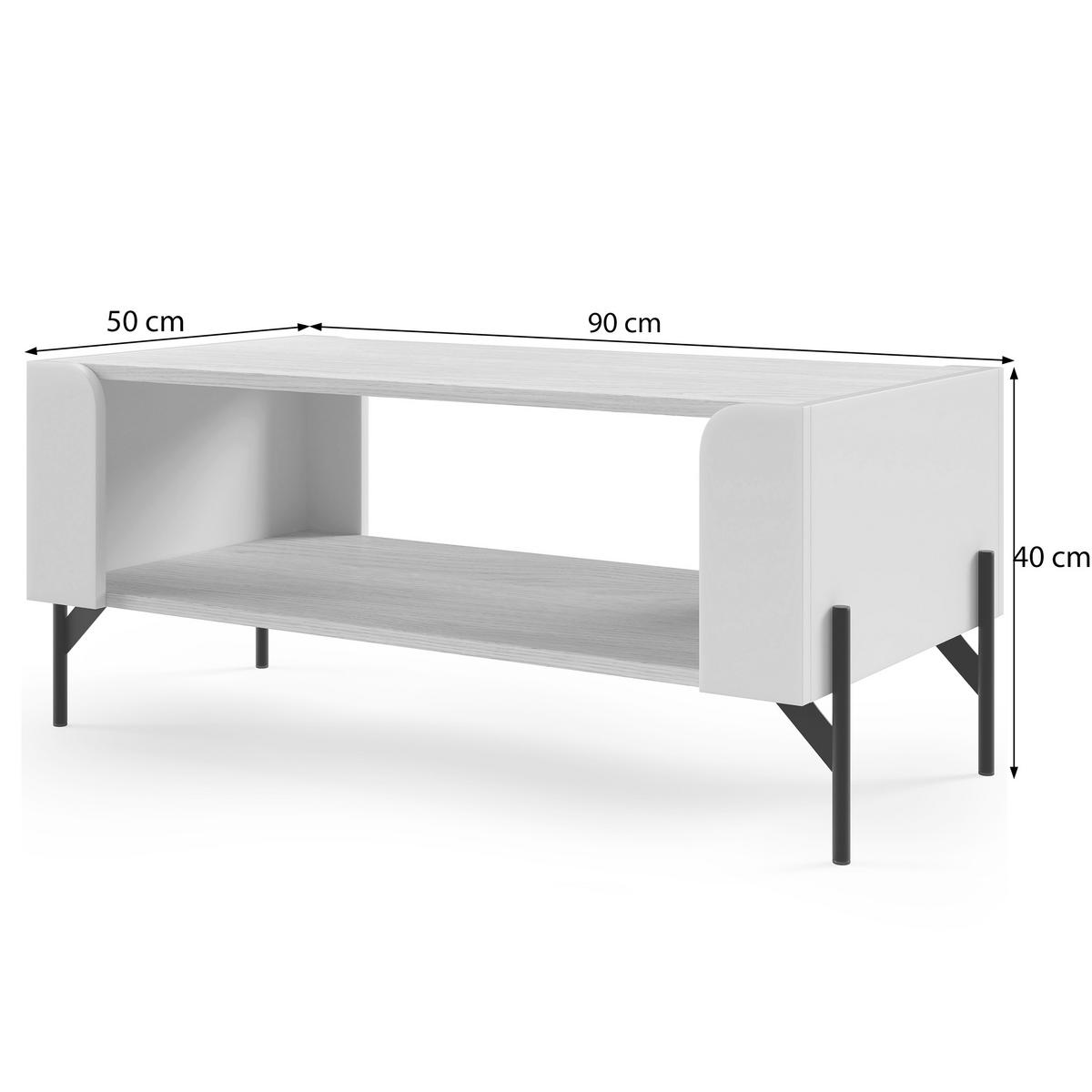 COUCHTISCH Sorella mit offenem Regal, 90x40 cm, für Jugendzimmer, Porcini + Eiche Mavelie - Eichefarben/Cappuccino, Holzwerkstoff (40/90/50cm) - Beautysofa