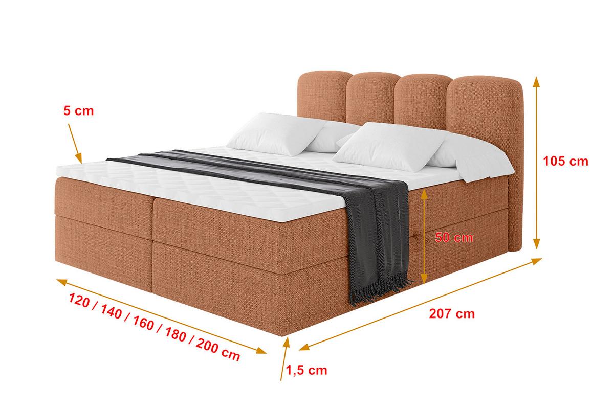 BOXBETT mit Matratze H4 - NINA - 180x200 cm - Apricot - Orange, Holzwerkstoff (180/200cm) - ALTDECOR