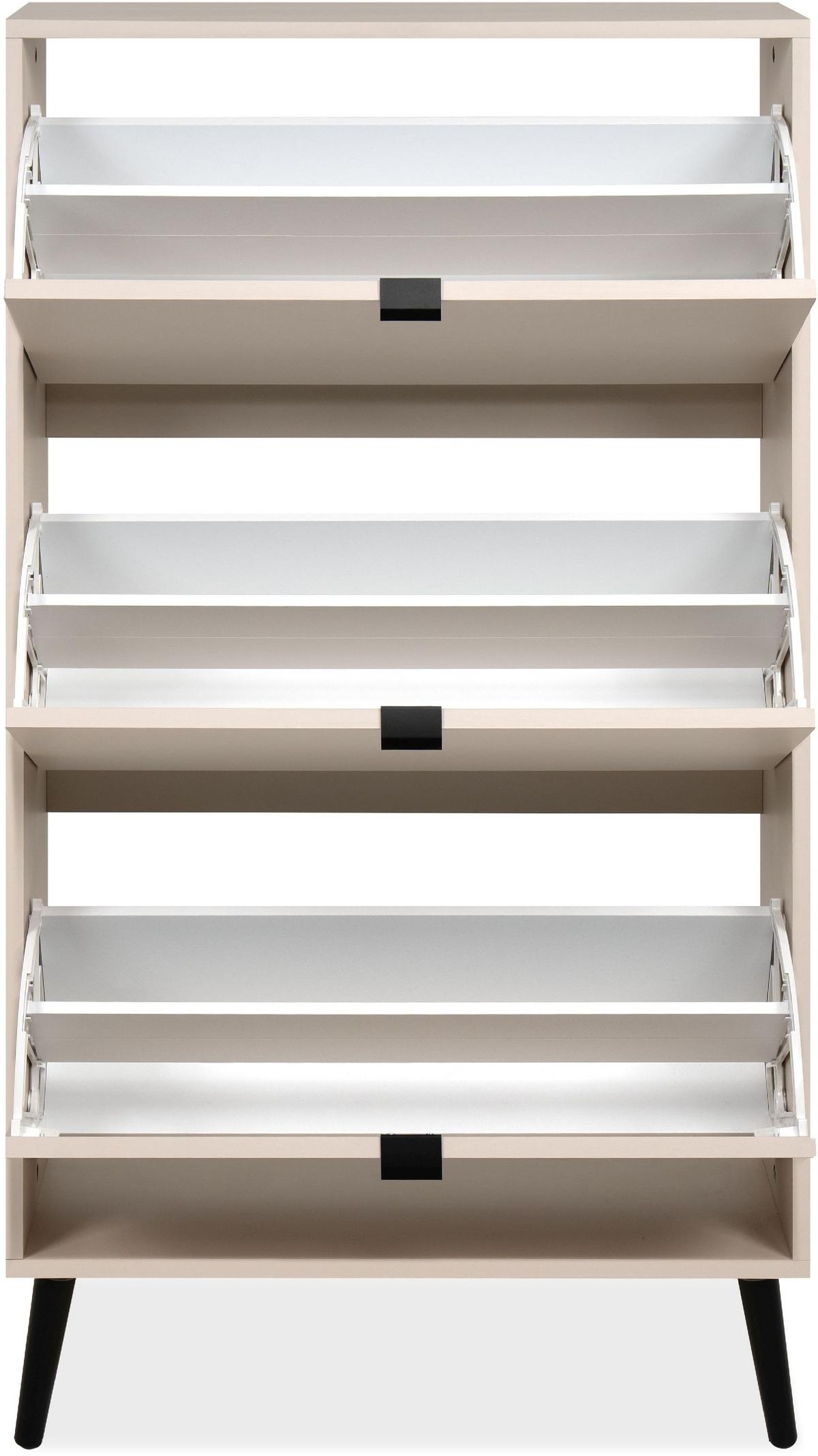SCHUHKIPPER Vigo 49A samt 125/70/24 cm - Beige/Schwarz, Holzwerkstoff/Kunststoff (70/125/24cm) - Calicosy
