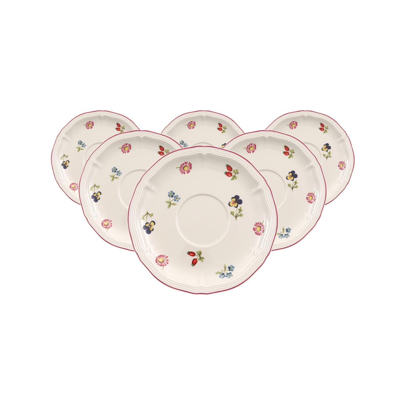 FRÜHSTÜCKSUNTERTASSEN Petite Fleur weiß ø 17 cm 6er Set - Weiß, Keramik (17cm) - Villeroy & Boch