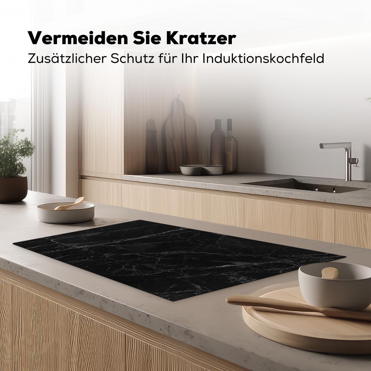 HERDABDECKPLATTE Schwarz - Marmor Induktionsmatte 83x51 cm - Schwarz, Kunststoff (83/51.5/0.2cm) - MuchoWow