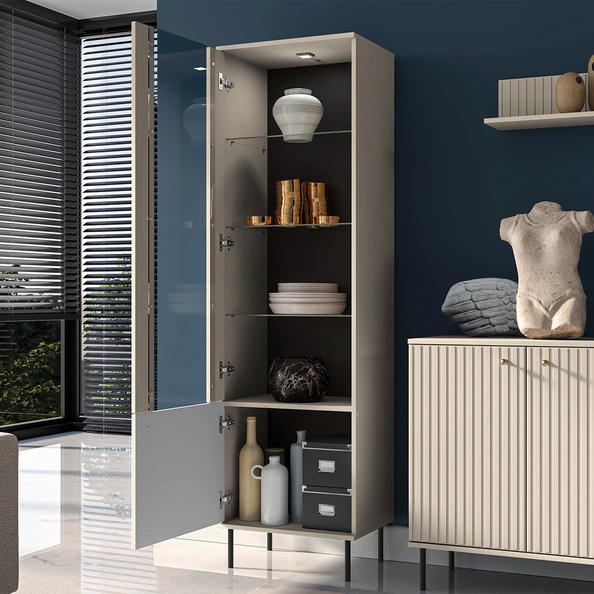 VITRINE Nova Beige - Beige, Holzwerkstoff (55/190/40cm) - Petits-meubles