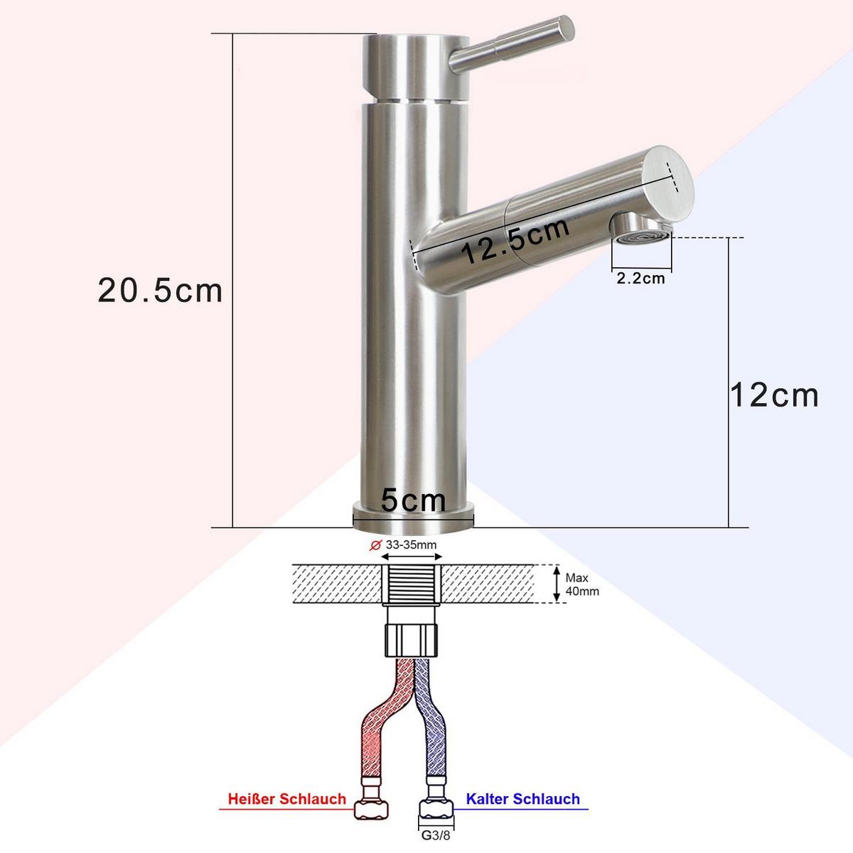 WASCHTISCHARMATUR Rinnare 5/20.5/16 cm - Silberfarben, Metall (5/20.5/16cm) - ZMH
