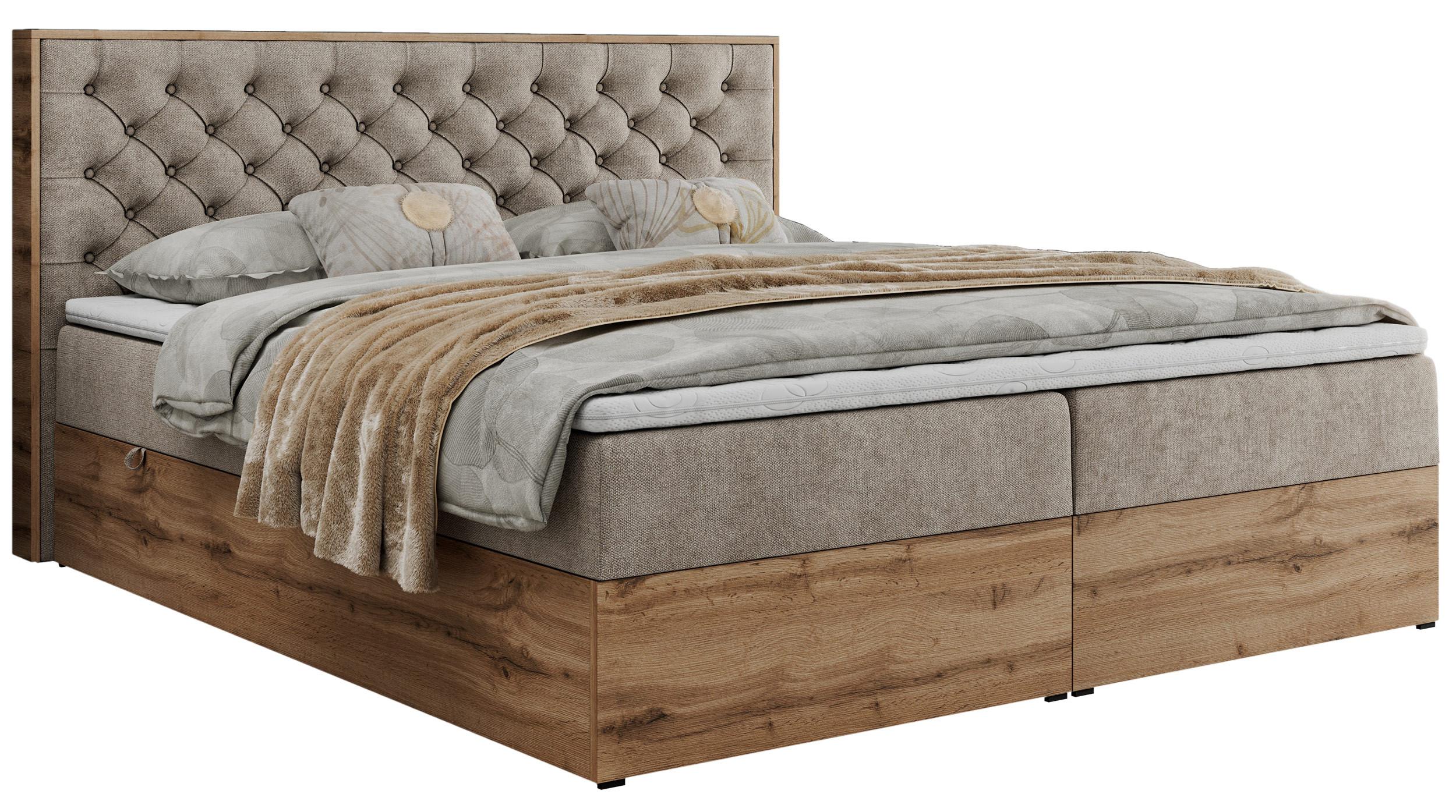 BOXBETT ALBERO 3 - 140/200 Beige Struktur - H4 - Beige, Holz/Textil (140/200cm) - MKS