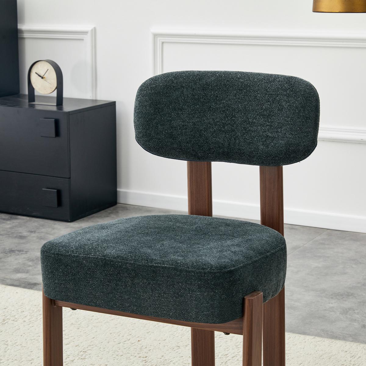 ESSZIMMERSTUHL 2ER-SET aus Leinenstoff mit gebogener Rückenlehne und dicker Polsterung - Schwarz, Textil (49/82.5/57cm) - Urban Meuble