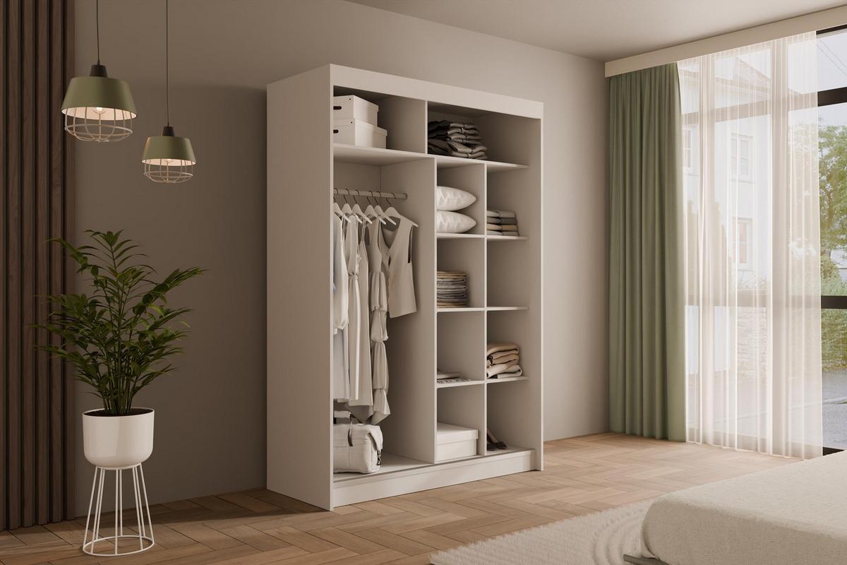 KLEIDERSCHRANK AMOHA - 150 cm - Weiß - Weiß, Holzwerkstoff (150/215/61cm) - ALTDECOR