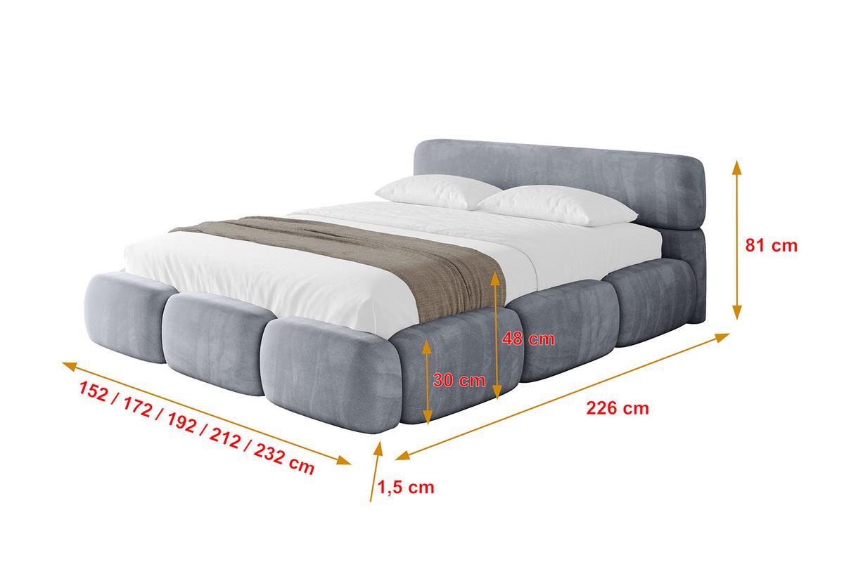 POLSTERBETT mit Bettkasten und Lattenrost, Boxbett ohne Matratze - ELVA-v1 180x200 Grau - Grau, Holzwerkstoff/Textil (180/200cm) - ALTDECOR