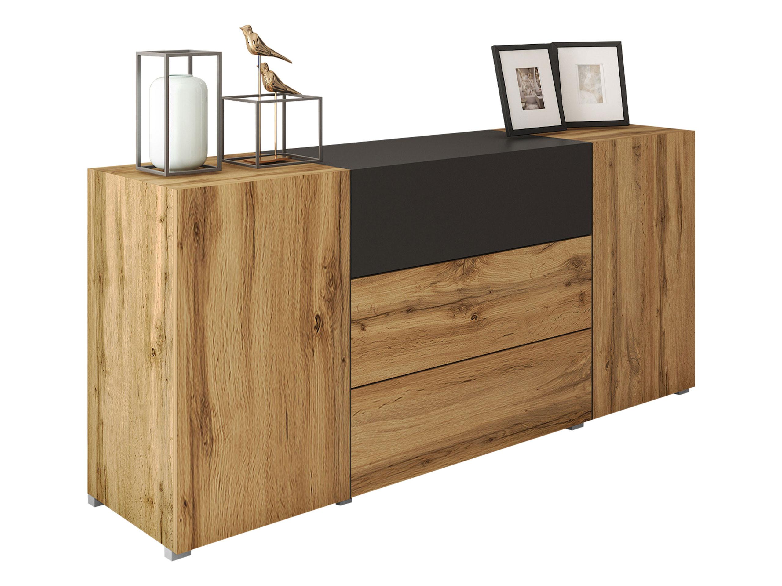 SIDEBOARD Berlin 150 - Eiche Wotan/Schwarz, Holzwerkstoff/Kunststoff (150/68/39cm) - MIRJAN24
