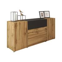 SIDEBOARD Berlin 150 - Eiche Wotan/Schwarz, Holzwerkstoff/Kunststoff (150/68/39cm) - MIRJAN24