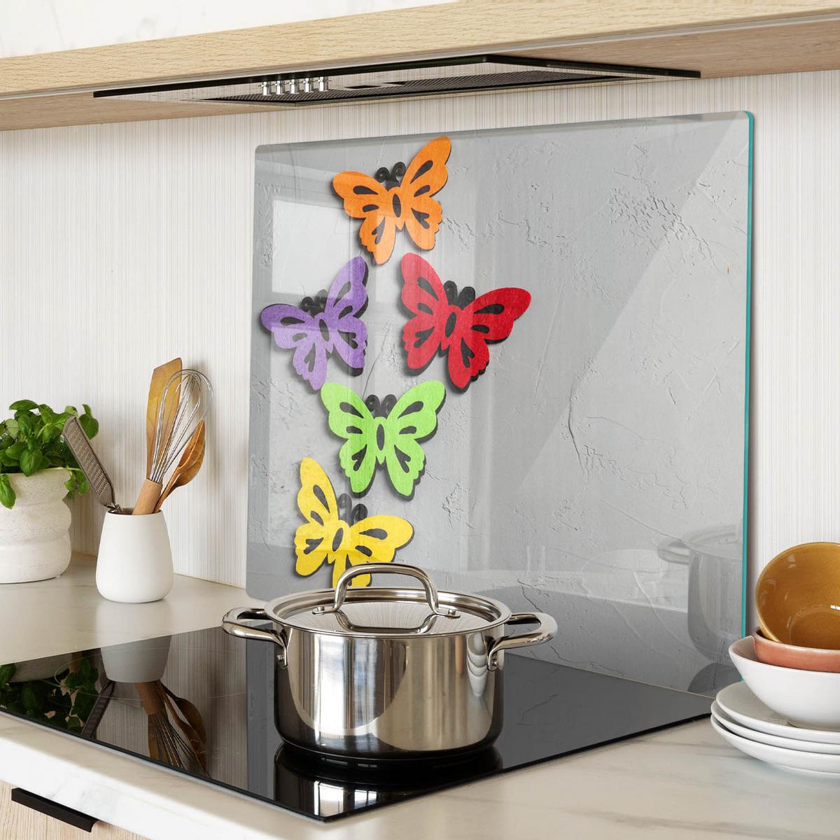 GLASPLATTE 60x52 cm Bunte Schmetterlinge - Multicolor, Glas (60/0.4/52cm) - TULUP