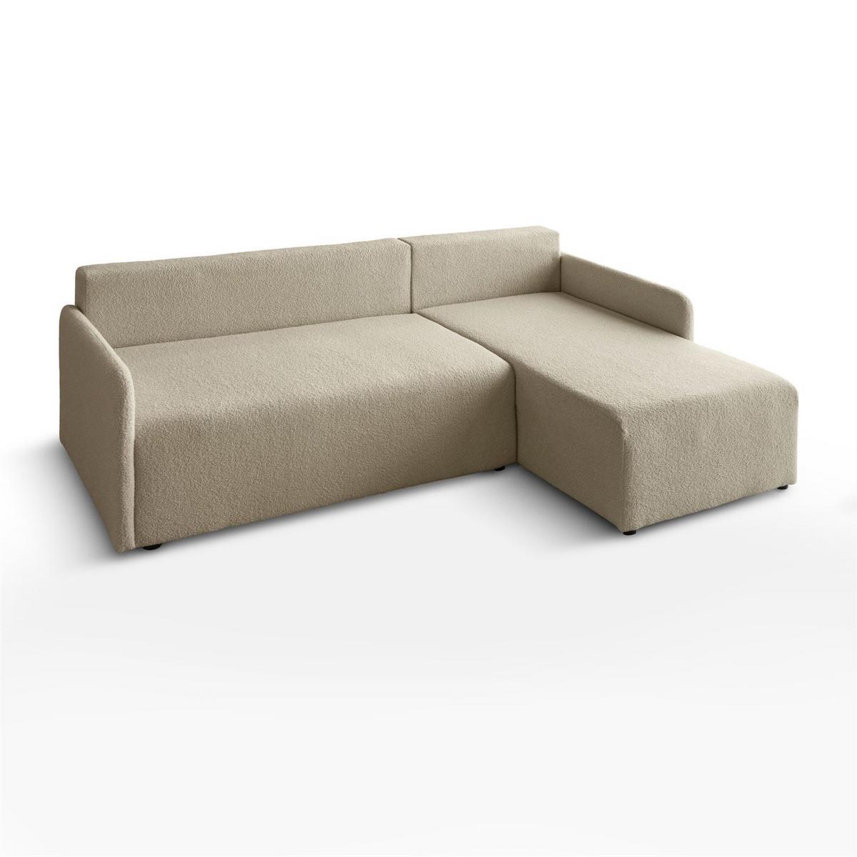 ECKSOFA CUDDLE mit Schlaffunktion und Bettkasten, Quelle 16 - Ecru, Textil (213/145cm) - Lookway