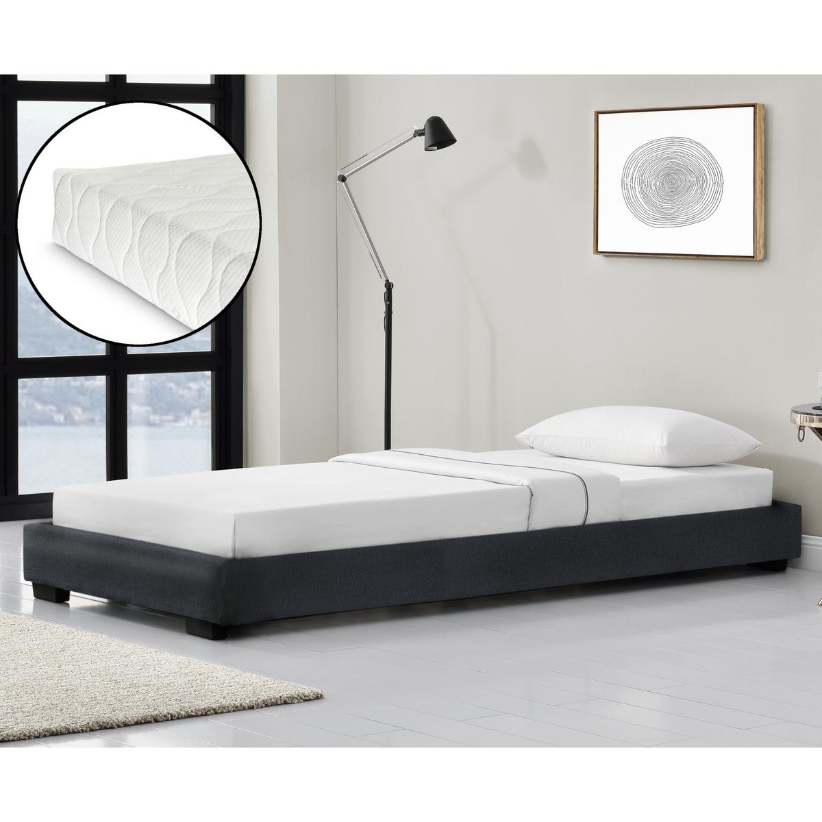 POLSTERBETT Solingen mit Matratze - Schwarz, Textil (90/200cm) - Corium
