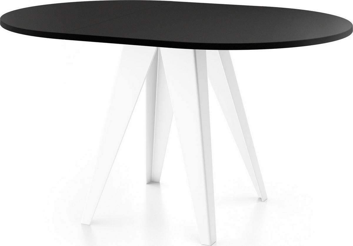ESSTISCH Griffin runder ausziehbarer, Schwarz 100-140/100/76 cm - Schwarz/Weiß, Holzwerkstoff/Metall (100/140/76cm) - WFL GROUP