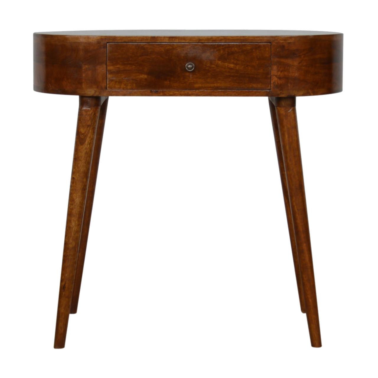 KONSOLENTISCH im Kastanienholz-Finish aus MassivholZ, 1 Schublade, Nordische Beine - Messingfarben/Braun, Holz/Metall (40/80/78cm) - Artisan Furniture