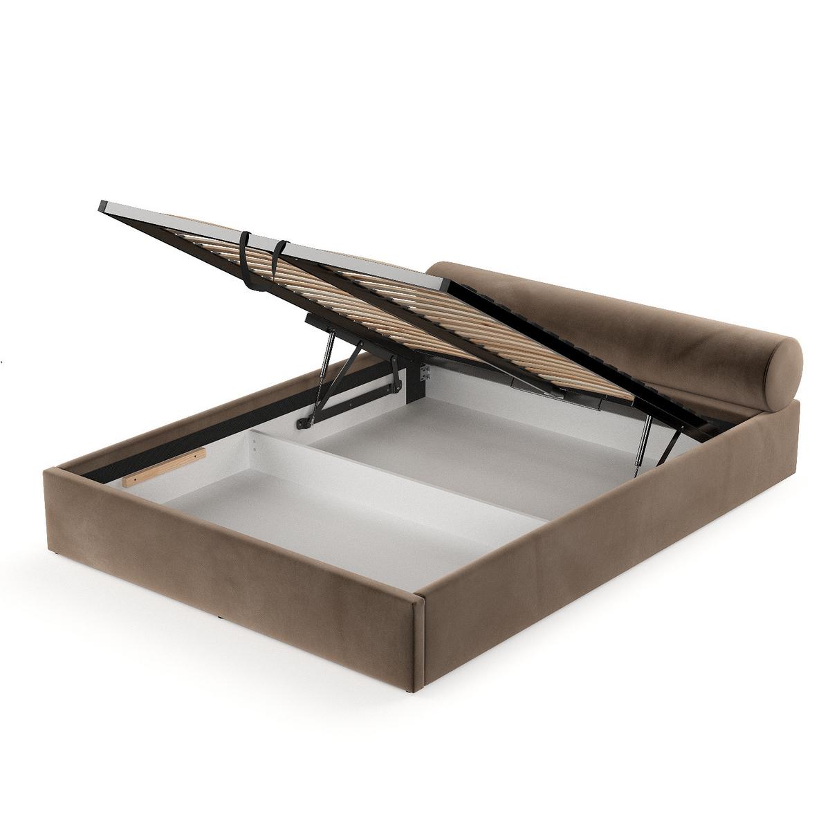 POLSTERBETT Solvo mit Stauraum 160/200 cm Braun im Paros Stoff - Schwarz/Naturfarben, Holz/Holzwerkstoff (160/200cm) - AltaBeds