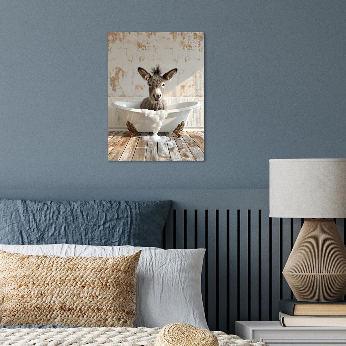 POSTER Esel - Tiere - Badewanne - Schaumstoff Wandbilder 30x40 cm - Weiß, Papier (30/40/0.1cm) - MuchoWow