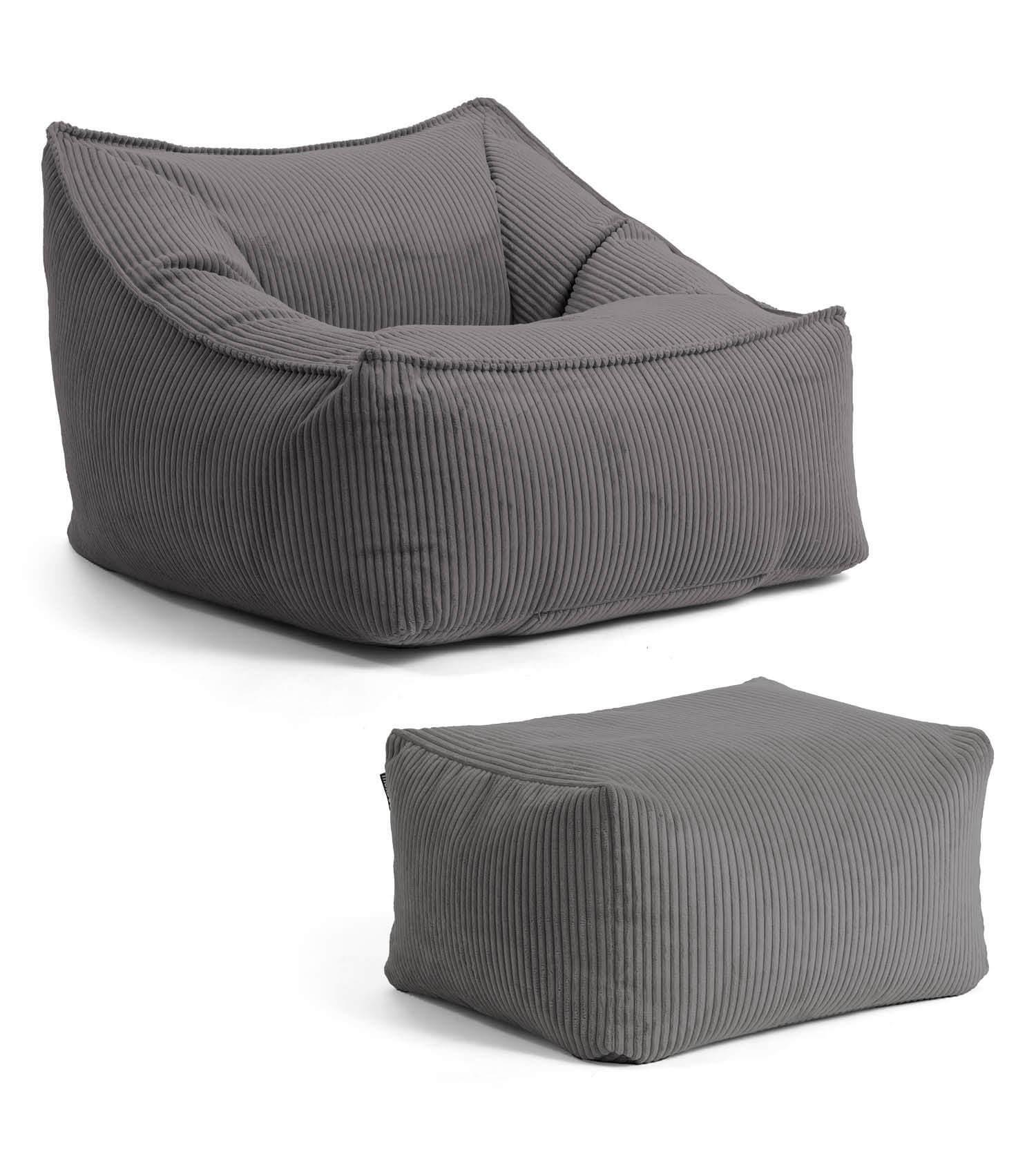 SITZSACK Cord Snug mit Hocker - Anthrazit, Textil (80/60/83cm) - Mokebo
