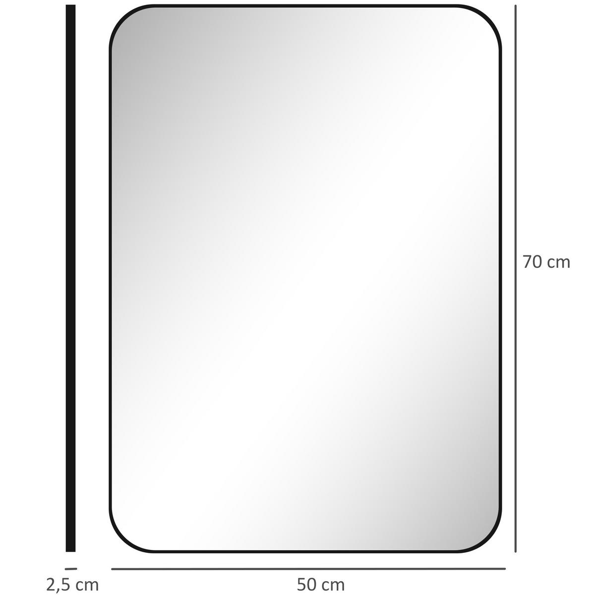 BADSPIEGEL Glas Metall Schwarz - Schwarz, Glas (50/70/2.5cm) - HOMCOM