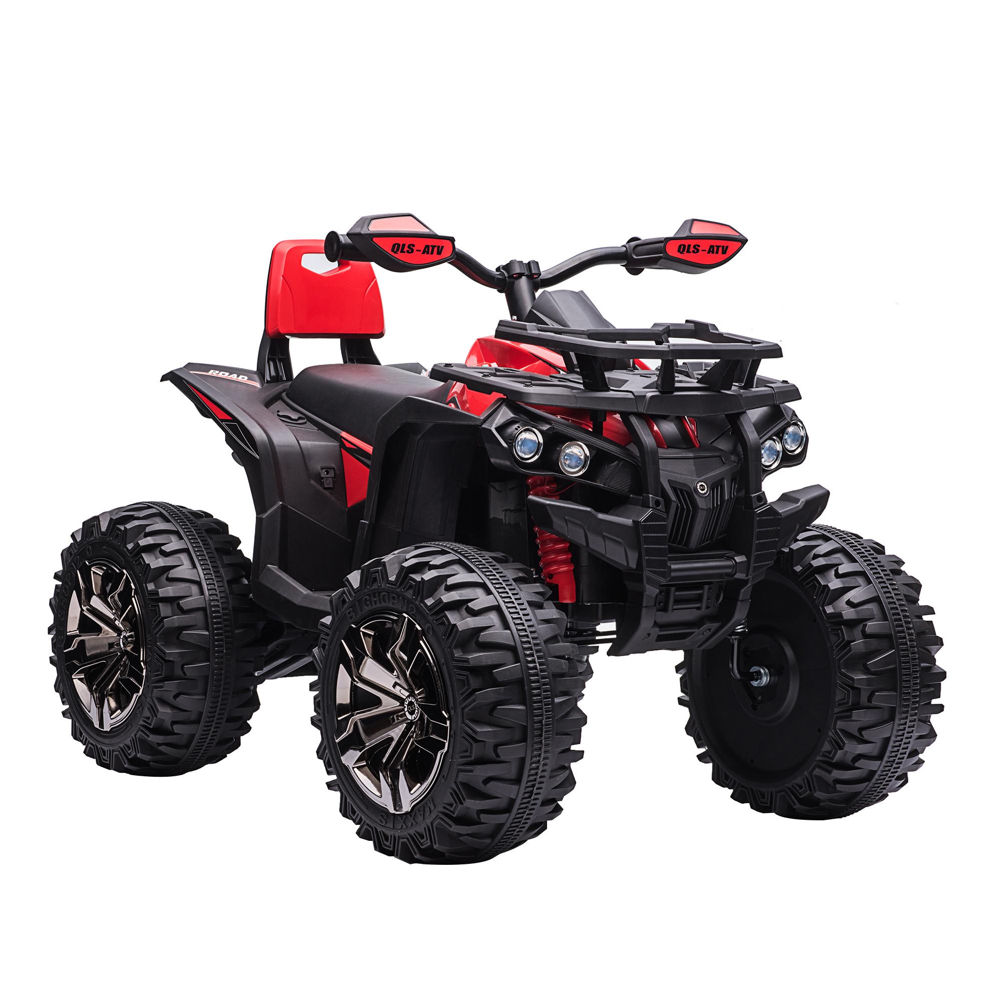 ELEKTRO-QUAD Kinderquad mit Scheinwerfer, Kindermotorrad mit USB-Anschluss, Rot - Rot, Metall (100/65/73cm) - HOMCOM