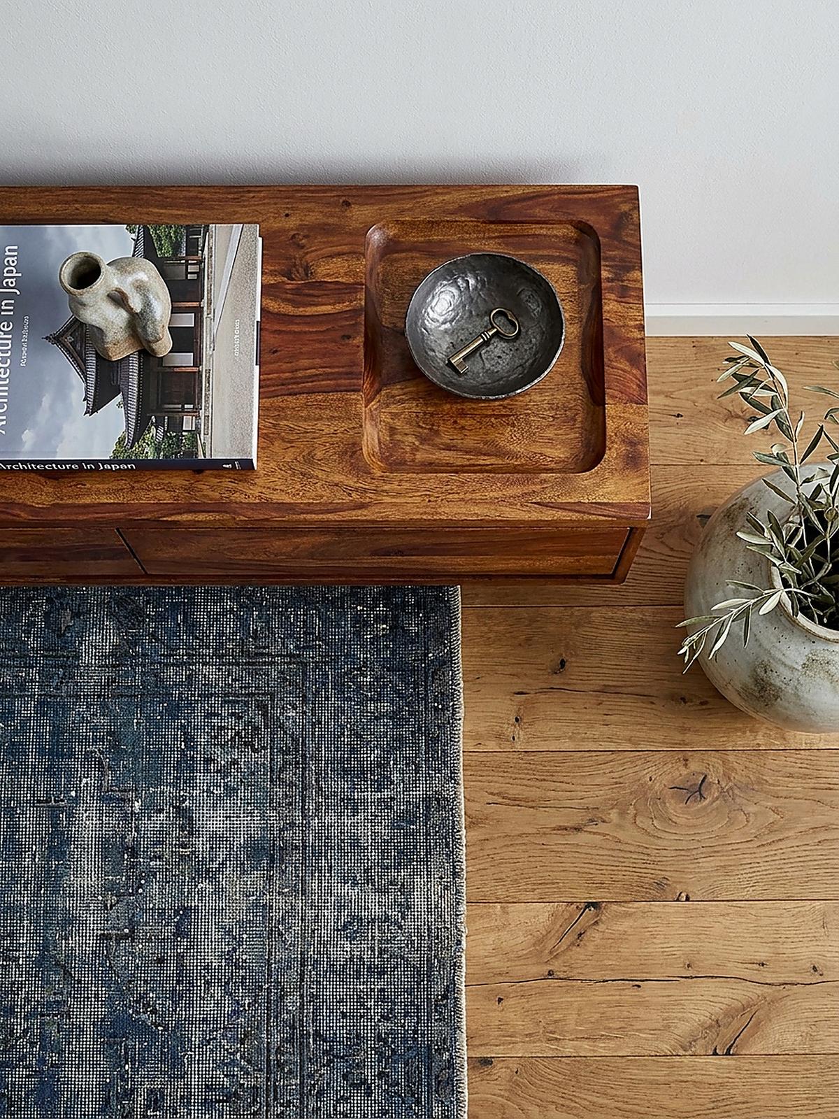 LOWBOARD Hängend Massivholz Modern Stil mit 2 Schubladen - Braun, Holz (108/25/34cm) - KADIMA DESIGN