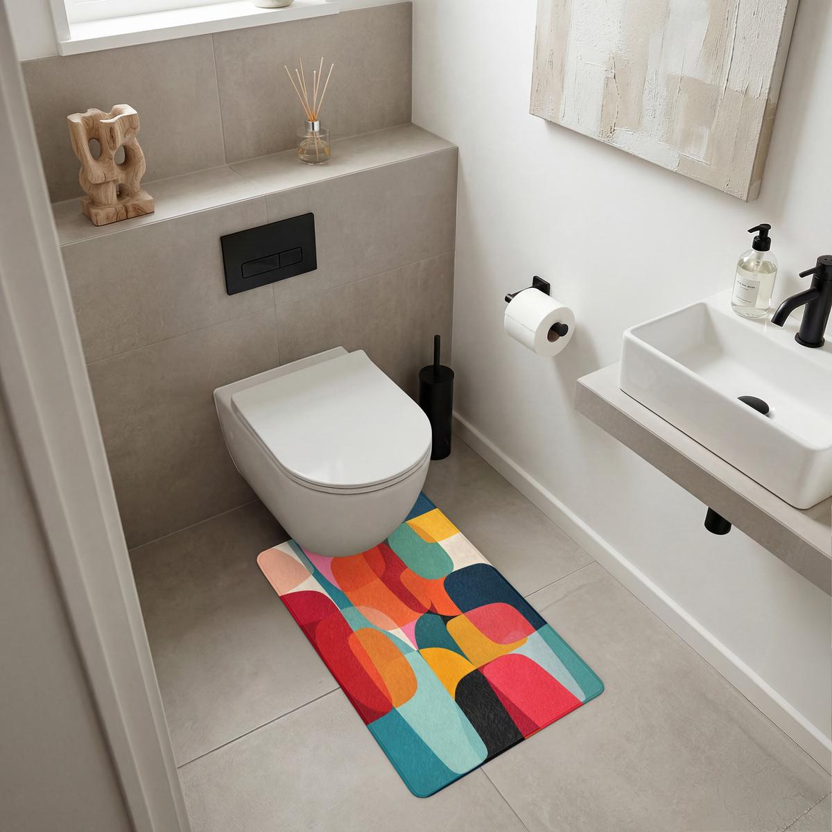 WC-VORLEGER Formen - Bunt - Abstrakt - Flugzeuge WC Teppich 50x80 cm - Multicolor, Textil (50/1cm) - OnlyWow