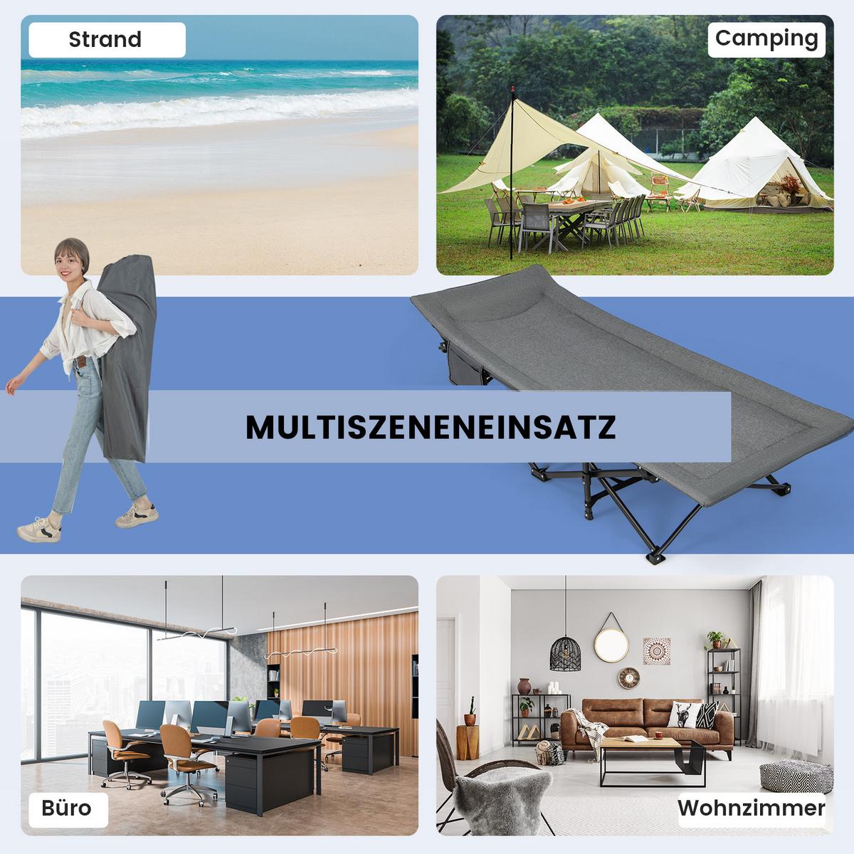 CAMPINGLIEGE Klappbare Grau - Grau, Metall - COSTWAY