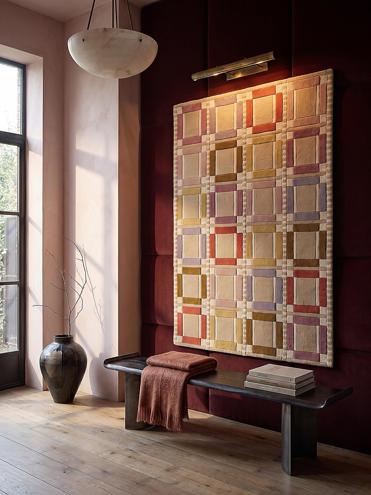 TEPPICH aus Wolle, handgetuftet, ORRIN, in Multicolor-Pastell, Fensterkaro-Raster, 140 x 200 cm - Multicolor, Textil (140/200cm) - KADIMA DESIGN