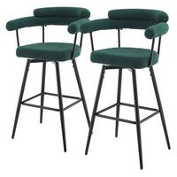 BARHOCKER 2er Set drehbar Dunkelgrün mit Teddy-Stoff 76 cm hoch - Dunkelgrün/Schwarz, Textil/Metall (61/103/55cm) - ML-DESIGN