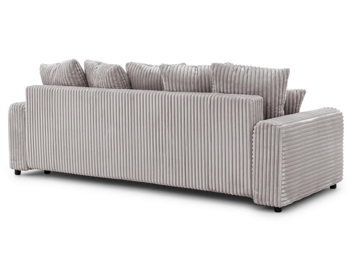 SCHLAFSOFA Calma mit Bettkasten im Bumpy-Design aus weichem Hellgrau Plüschcord - Hellgrau/Schwarz, Holz/Kunststoff (239/88/98cm) - S-Style