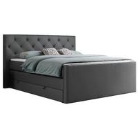 BOXSPRINGBETT KING VELEN 140/200 Dunkelgrau Kunstleder - H3 - Dunkelgrau, Holz/Textil (140/200cm) - MKS