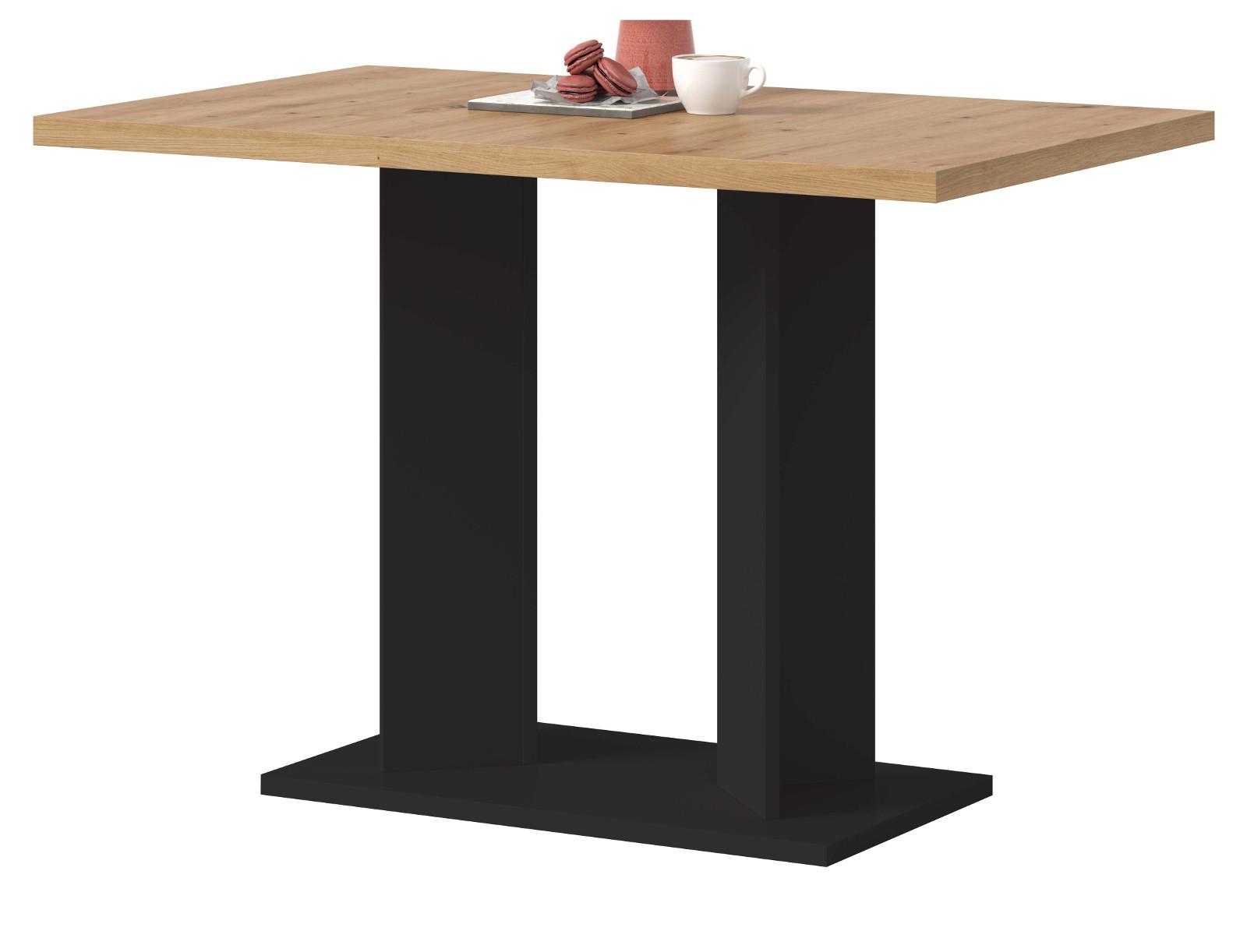 ESSTISCH Eiche Artisan, schwarz 110 x 70 cm, Säulentisch modern - Schwarz/Eiche Artisan, Holzwerkstoff (70/110/76cm) - Inn.Furn