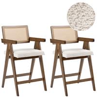 BARSTUHL 2er-Set Holz Braun/HellbeigeAva - Beige, Holz (55/102/65cm) - Beliani
