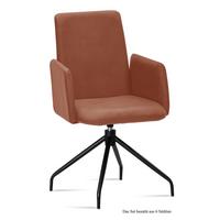 ARMLEHNSTUHL drehbar (6er-Set) Djanna 52x92x60 Schwarz/Cognac - Cognac/Schwarz, Kunststoff (60/92/52cm) - 58aufmkessel