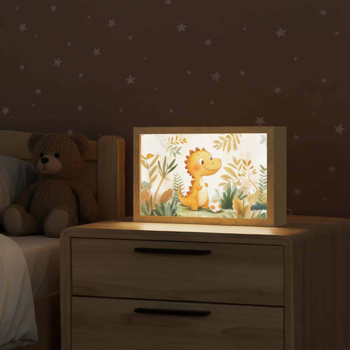 NACHTTISCHLAMPE Dino - Fußball - Orange 30x20 cm - Beige, Holzwerkstoff (8/30/20cm) - OnlyWow