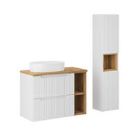 BADMÖBEL 80.4cm Riva 2er-Set Weiß und Holz - Weiß, Holzwerkstoff (80.4/59/40cm) - Petits-meubles