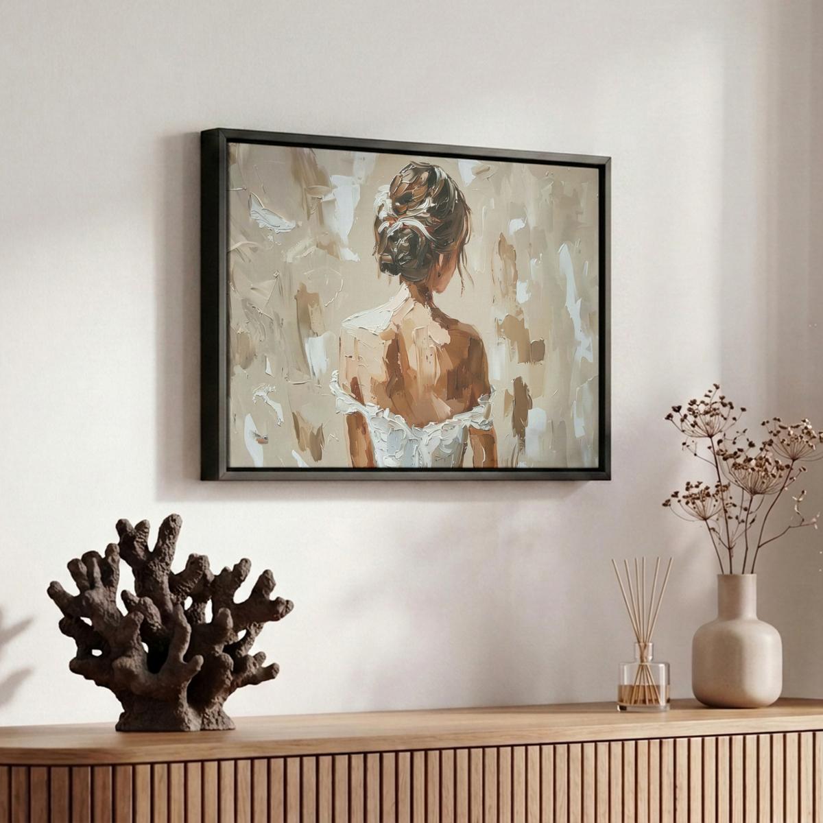 LEINWAND Bilder mit Rahmen - Frau - Farbe - Abstrakt - Beige - Modern - 30x20 - Sandfarben, Textil (30/20cm) - MuchoWow