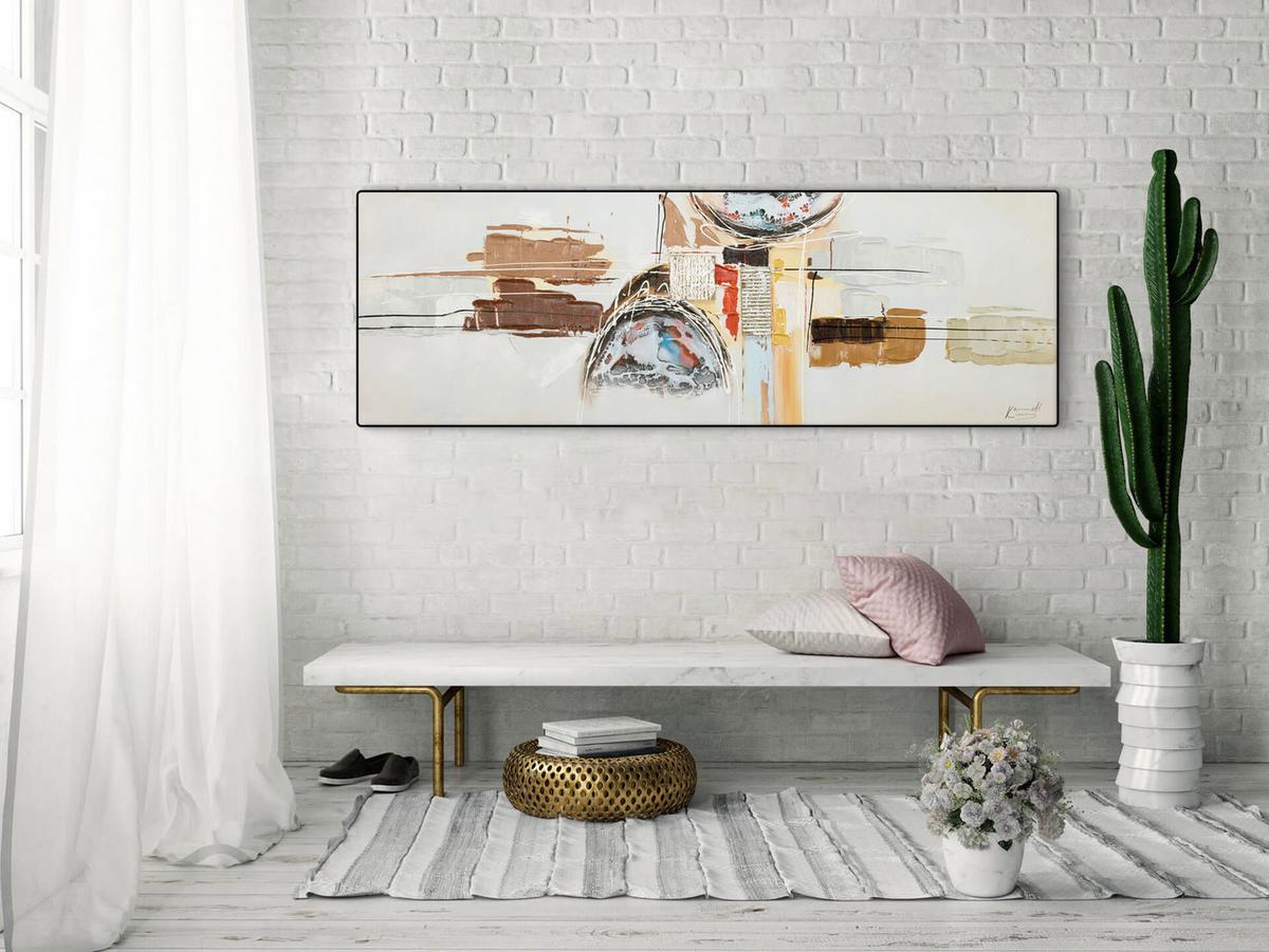 ACRYLBILD HANDGEMALT 150/50 cm - Braun, Holz/Textil (150/50cm) - KUNSTLOFT