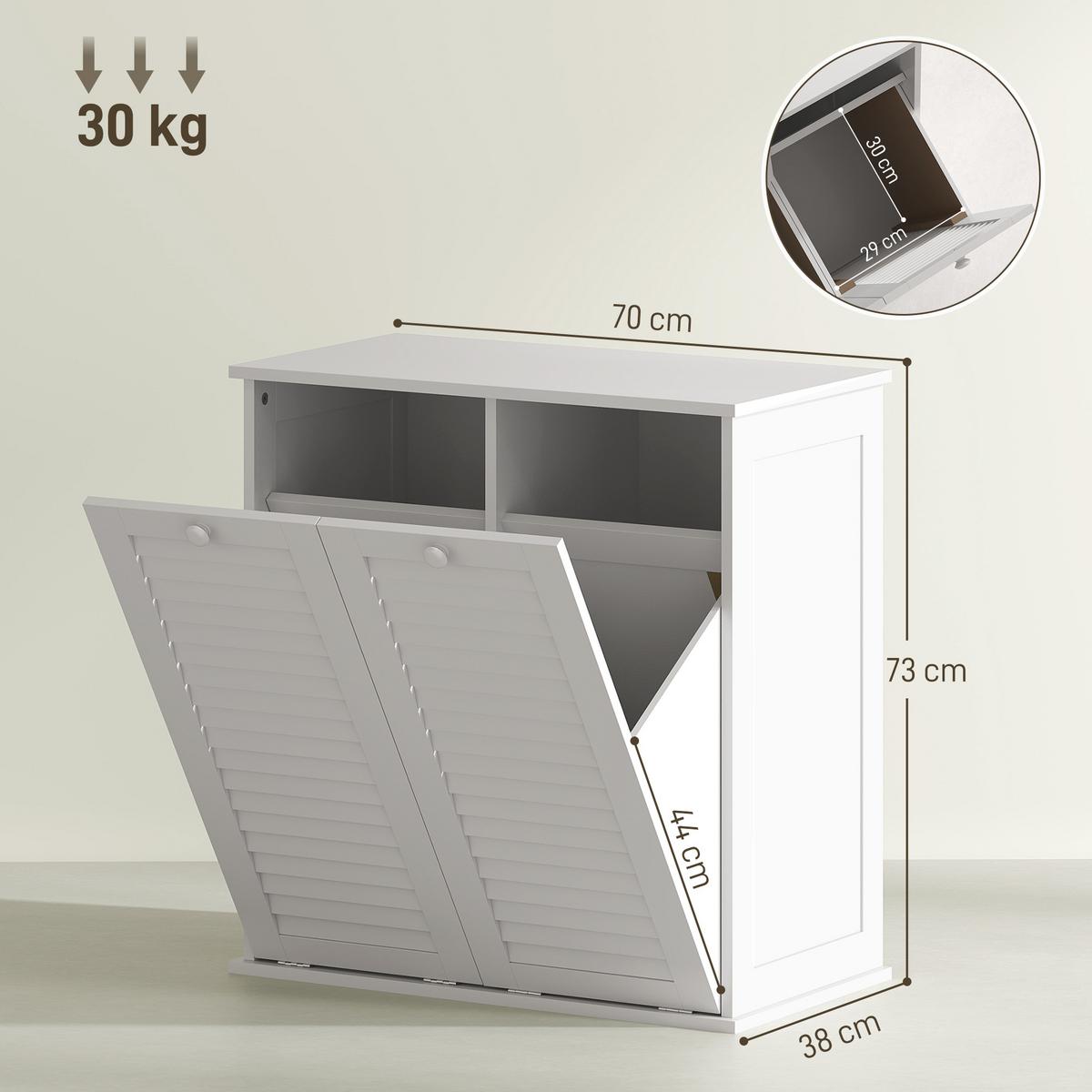 WÄSCHESCHRANK, 70 x 38 x 73 cm Weiß - Weiß, Holz (38/73/70cm) - HOMCOM