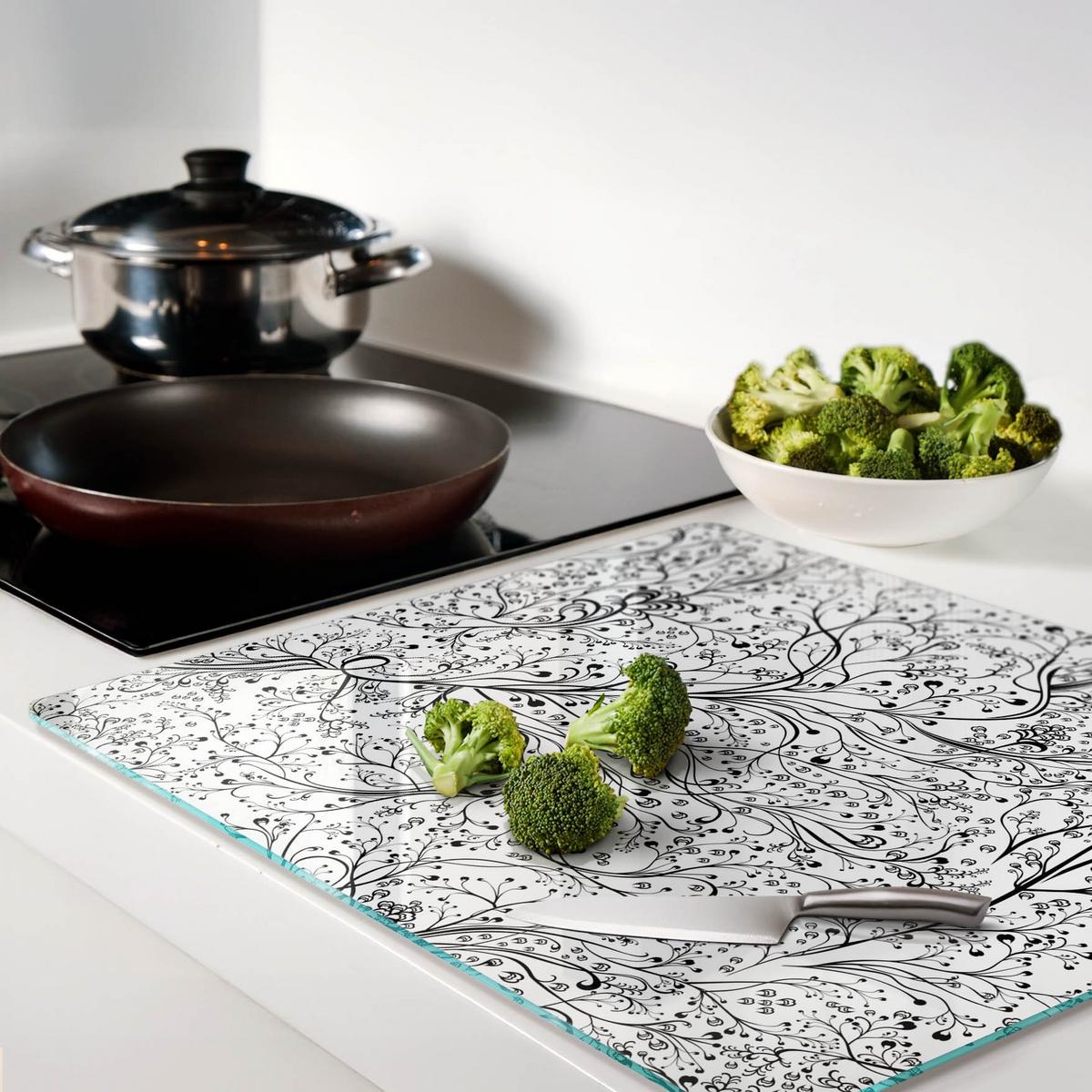 GLASPLATTE 60x52 cm Ineinander verschlungene Zweige - Schwarz, Glas (60/0.4/52cm) - TULUP