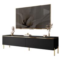 TV-LOWBOARD AURORA Schwarz Matt mit gerade Goldchrom Fuße - Goldfarben/Schwarz, Holzwerkstoff/Metall (180/46/40cm) - Lookway