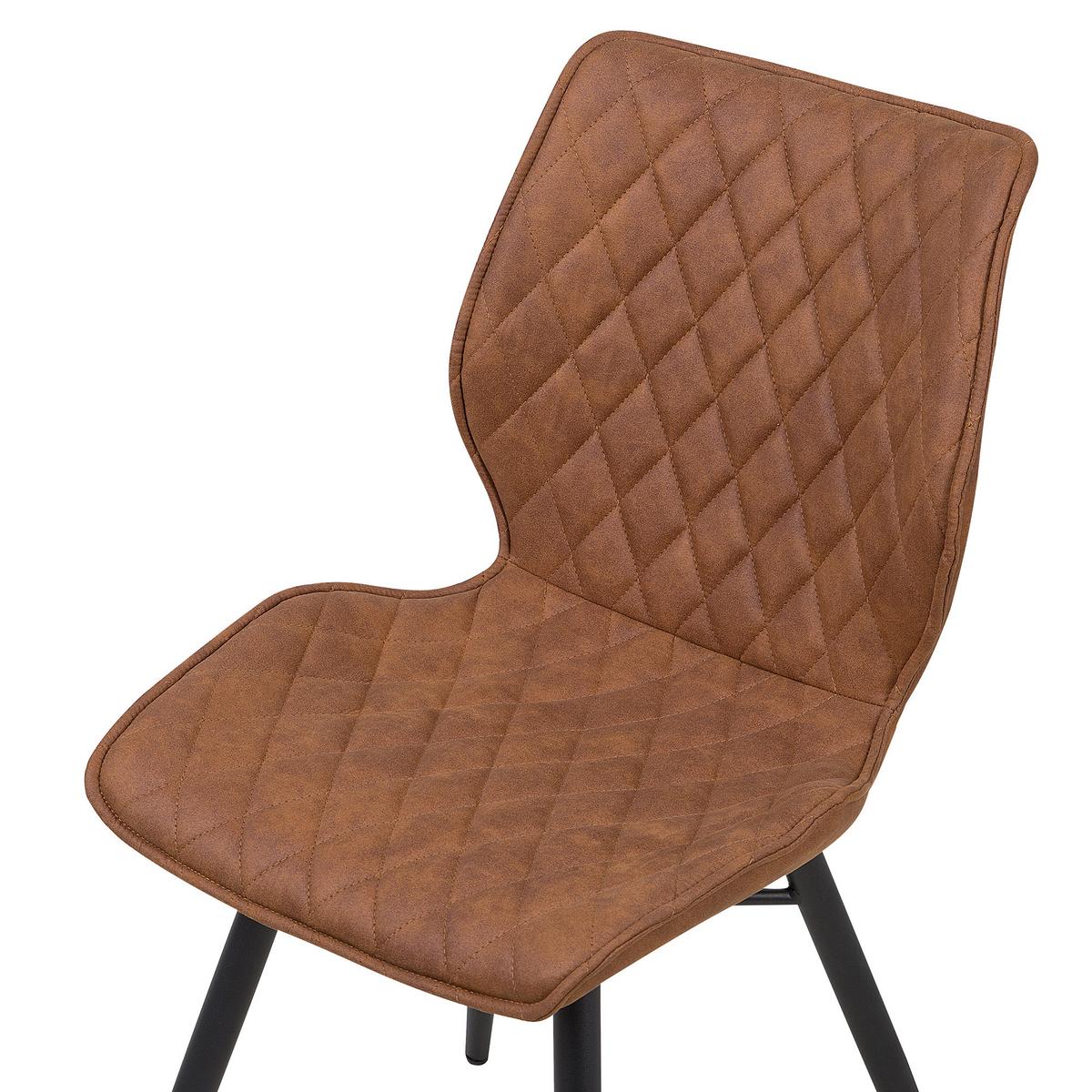 ESSZIMMERSTUHL 2er-Set Polsterbezug Goldbraun Lisle - Braun, Textil/Metall (44/86/56cm) - Beliani