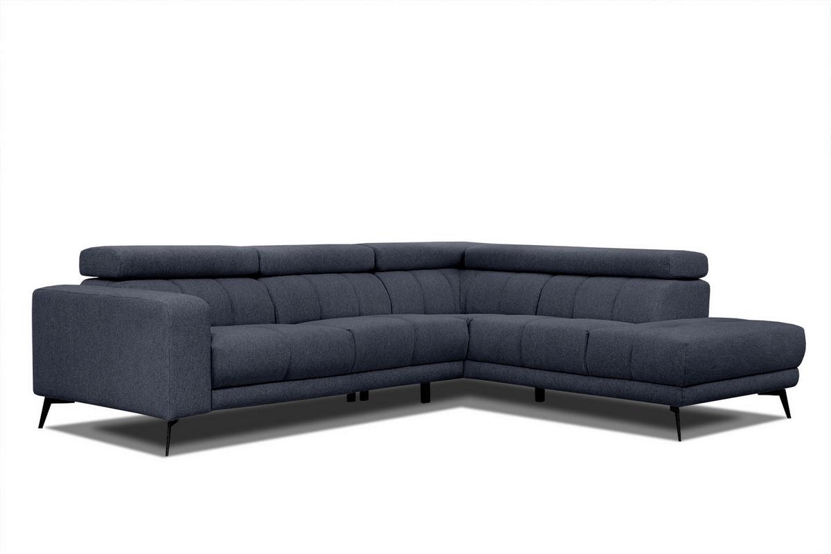 ECKSOFA MORELLO 5-Sitzer, dunkelblau - Schwarz/Dunkelblau, Holzwerkstoff/Textil (287/228cm) - Wozimo