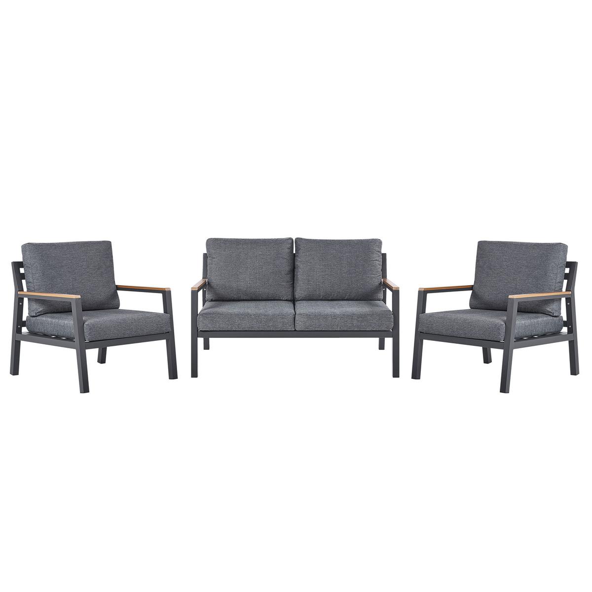LOUNGE-SET 4-sitzer Aluminium Schwarz Delia - Schwarz, Metall - Beliani